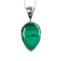 Malachite and Sterling Silver Pendant on Chain