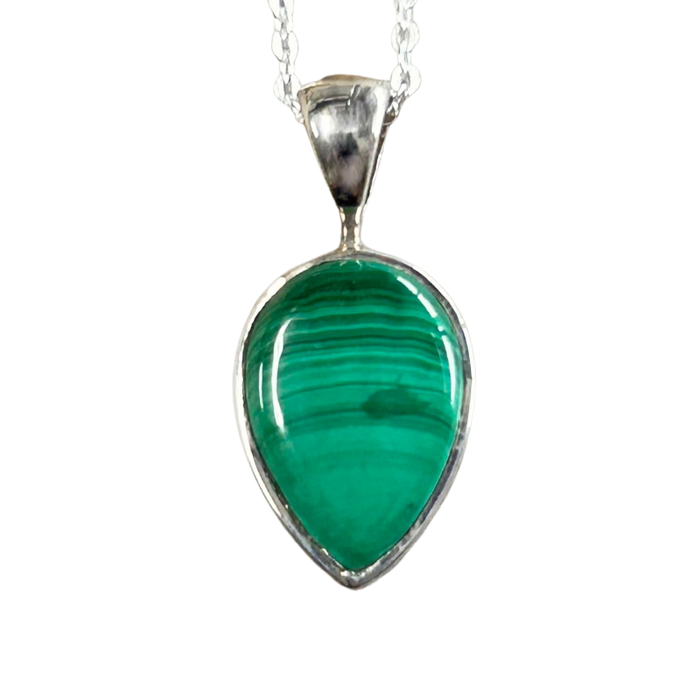 Malachite and Sterling Silver Pendant on Chain