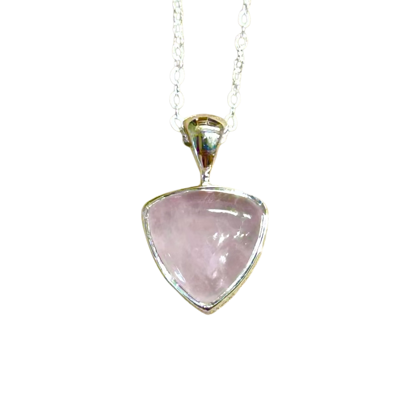 Rose Quartz and Sterling Silver Pendant on Chain