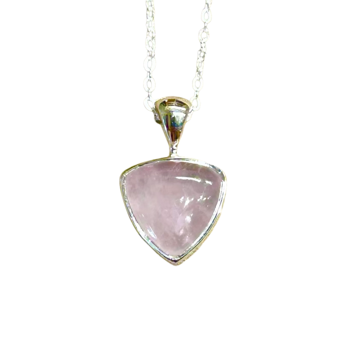 Rose Quartz and Sterling Silver Pendant on Chain