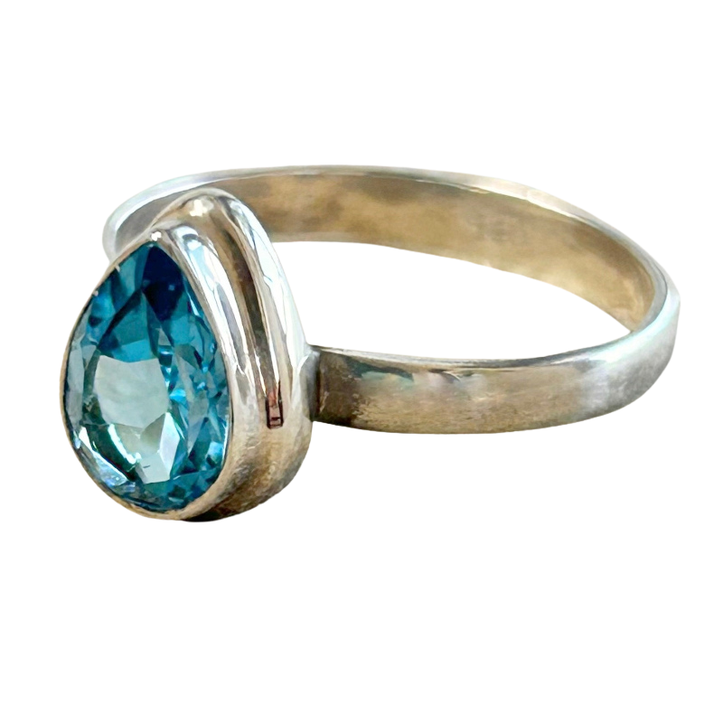 Topaz (Swiss Blue) Faceted Ring (size 8)