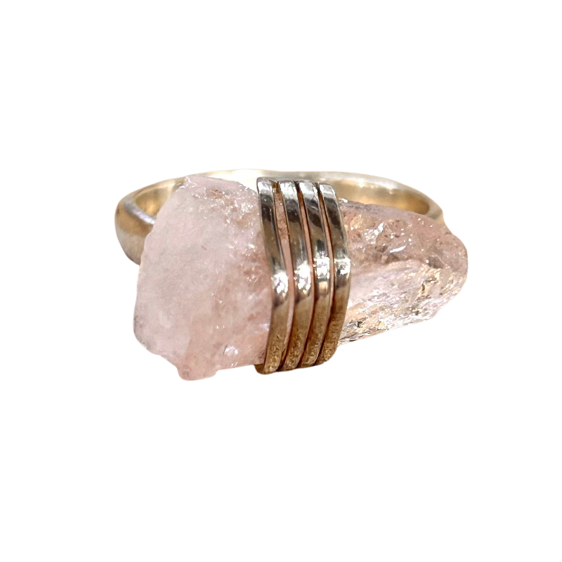 Morganite and Sterling Silver Ring (size 8)