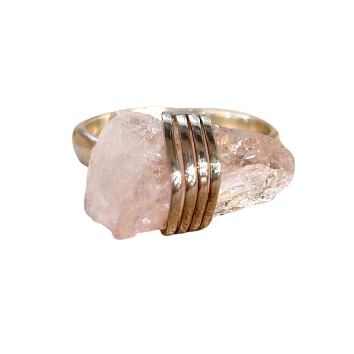 Morganite and Sterling Silver Ring (size 8)