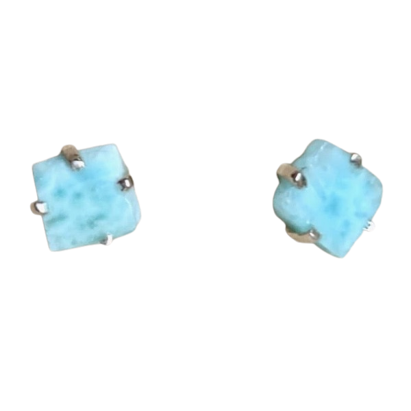 Larimar Rough Stud Earrings