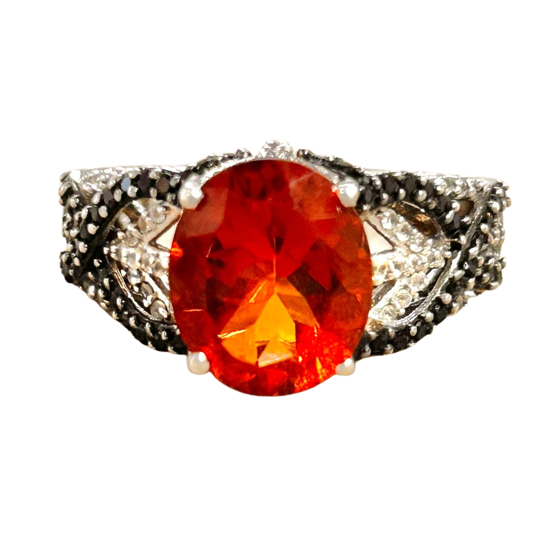 Citrine (Madeira) and White Topaz Cocktail Ring (size 7)
