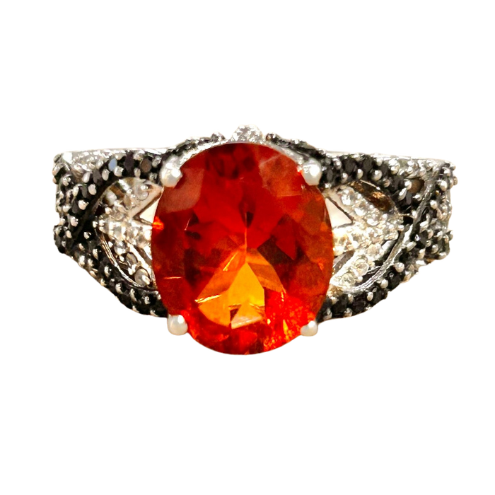 Citrine (Madeira) and White Topaz Cocktail Ring (size 7)