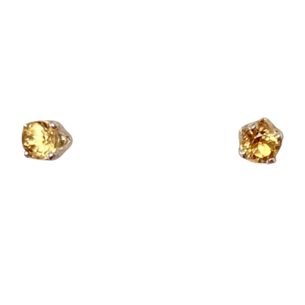 Citrine Round Faceted Post Earrings