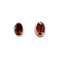 Garnet Oval Faceted Post Earrings
