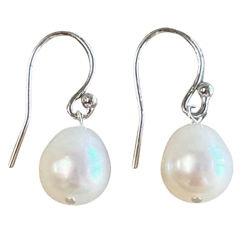 Pearl and Sterling Silver Dangle Earrings