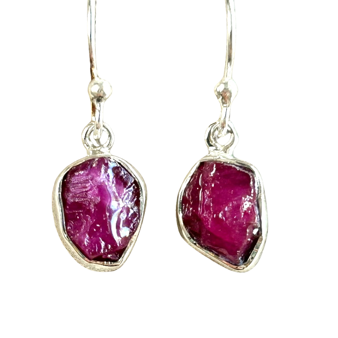 Ruby (Rough) Dangle Earrings