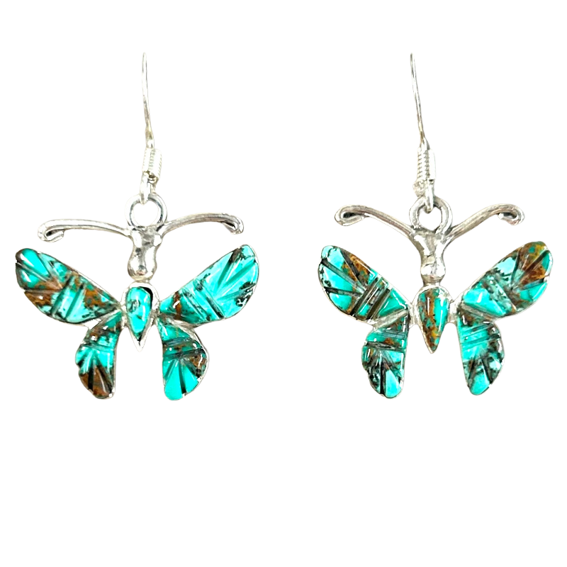 Turquoise and Sterling Silver Butterfly Earrings