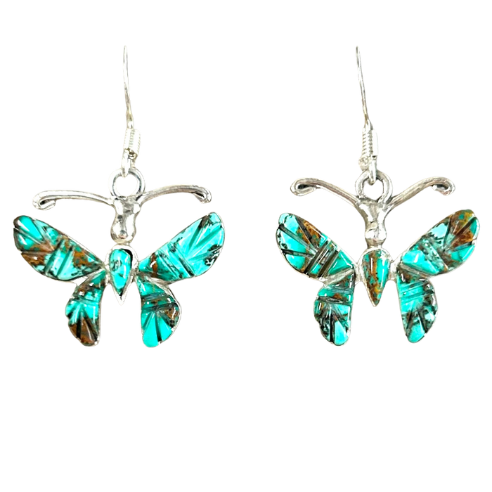 Turquoise and Sterling Silver Butterfly Earrings