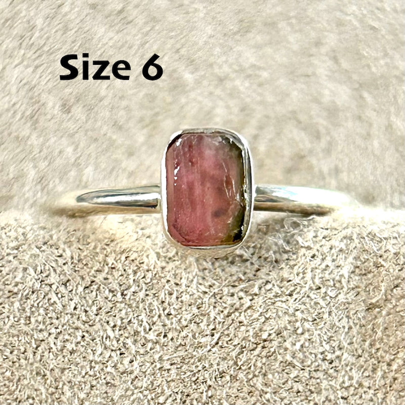 Watermelon Tourmaline (Rough) Stacker Ring