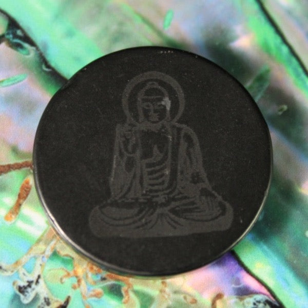 Shungite Cell Phone Sticker (circular Buddha)