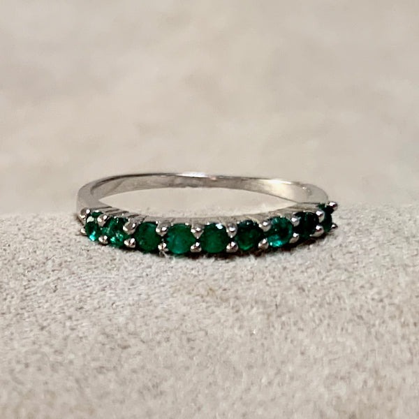 Emerald 9-Stone Ring (Size 6)