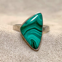 Malachite and Sterling Silver Ring (size 8)