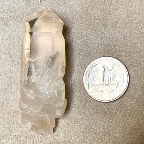 Pink Lemurian Quartz Crystal (channeler modified transmitter with rainbows and keys)(Brazil)