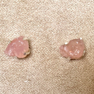 Rose Quartz Rough Stud Earrings