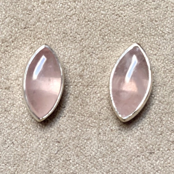 Rose Quartz and Sterling Silver Post Earrings