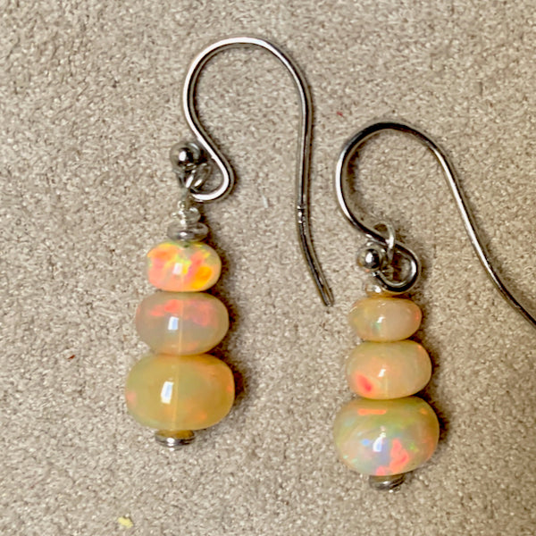 Opal Rondelle Dangle Earrings