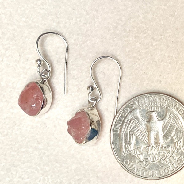 Rose Quartz and Sterling Silver Dangle Earrings