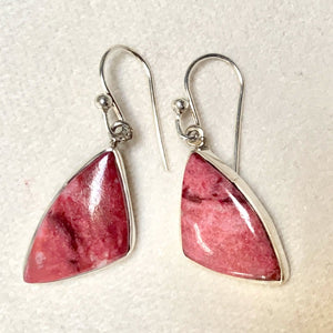 Thulite and Sterling Silver Dangle Earrings