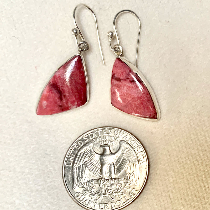 Thulite and Sterling Silver Dangle Earrings