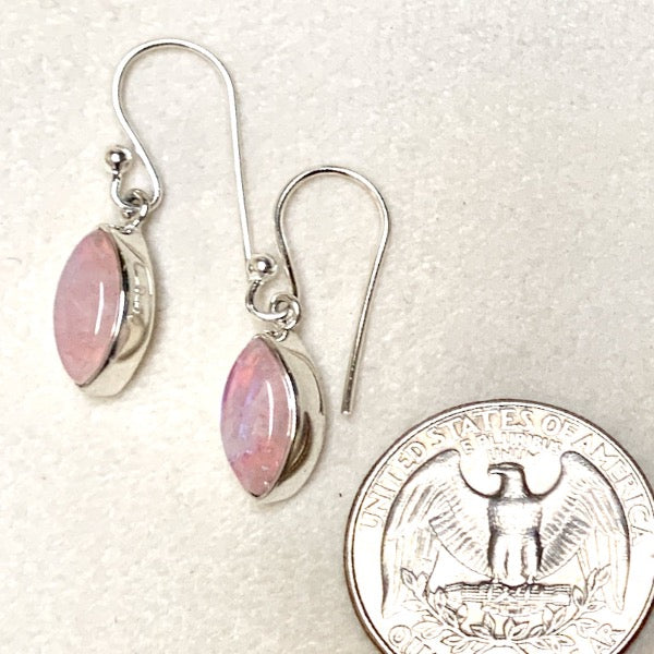 Moonstone (Pink) and Sterling Silver Dangle Earrings
