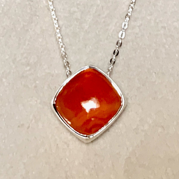 Carnelian and Sterling Silver Slide Pendant on Chain
