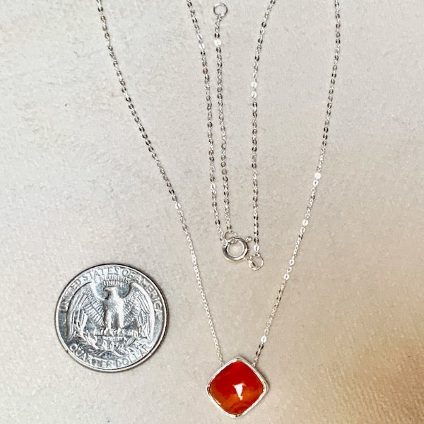Carnelian and Sterling Silver Slide Pendant on Chain