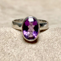 Amethyst and Sterling Silver Ring (size 8)