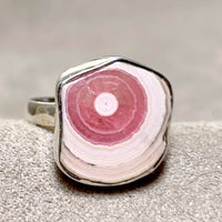 Rhodochrosite Geode Slice and Sterling Silver Ring (size 7)